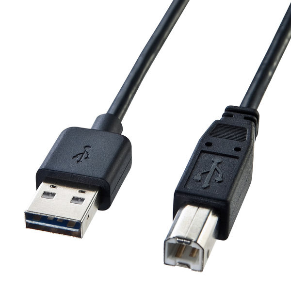 アスクル】 サンワサプライ 両面挿せるUSBケーブル（A-B標準） USB Aオス-USB Bオス ブラック 2m USB2.0 KU-R2  1本（直送品） 通販 - ASKUL（公式）