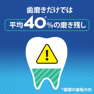 歯磨きだけでは平均40％の磨き残しがあります