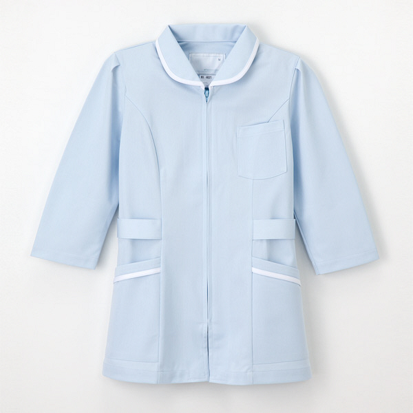 ナガイレーベン 女子チュニック7分袖 ナースジャケット 医療白衣 ブルー S MI-4631（取寄品）