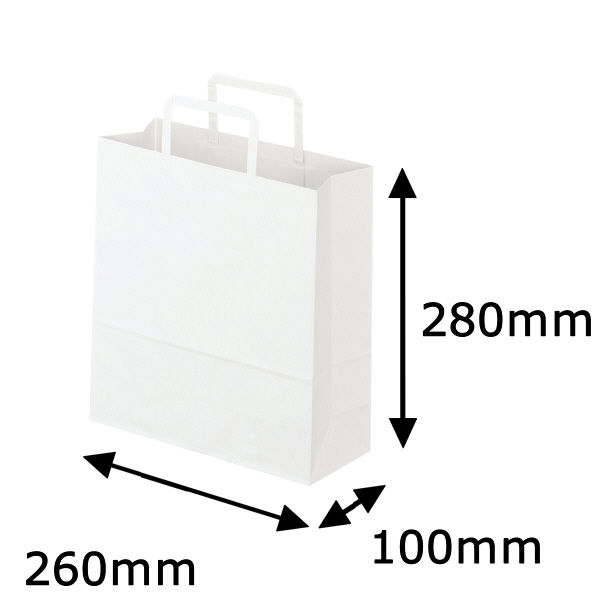 アスクル】 平紐 クラフト紙手提袋ベーシック260×280×100 白 1箱（300枚：50枚入×6袋） オリジナル 通販 - ASKUL（公式）