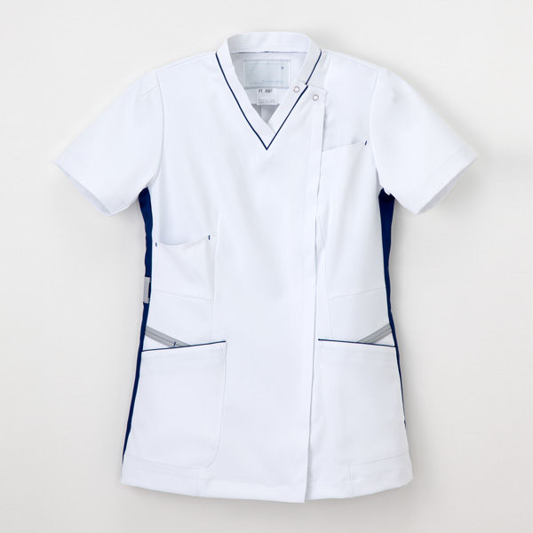 ナガイレーベン 女子上衣（スクラブ） 医療白衣 半袖 Tロイヤルブルー EL FT-4597（取寄品）