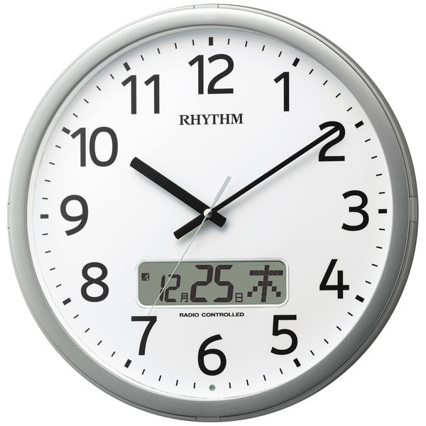 アスクル】 RHYTHM（リズム）プログラムカレンダー 掛け時計 [電波 ステップ 秒針停止機能 カレンダー チャイム] 直径350mm  4FNA01SR19 通販 - ASKUL（公式）