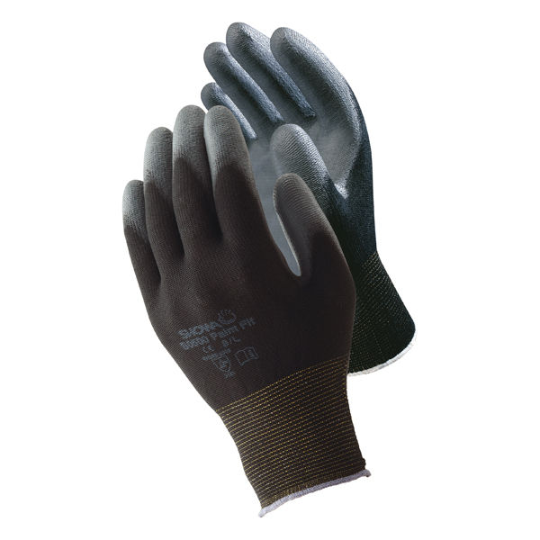 パームフィット手袋 B0500 Lサイズ ブラック 1セット(10双入） ウレタン背抜き手袋 ショーワグローブ