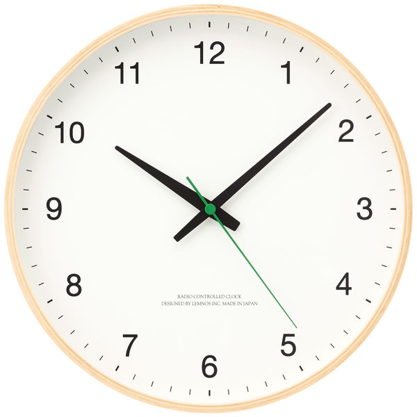 Lemnos（レムノス）木枠デザイン時計 白 掛け時計 [電波 スイープ