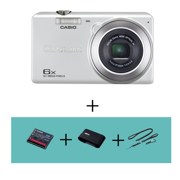 カシオ　デジタルカメラ「EXILIM」Z900シルバー　お買得キット（専用充電池もう1個+3Wayストラップ+ケースセット）EX-Z900SRSETA