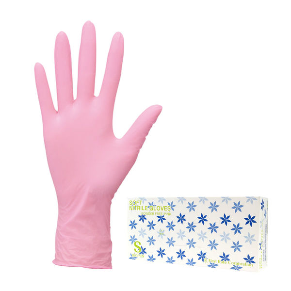 アスクル】 ファーストレイト 使いきりニトリル手袋 粉なし ピンク S 1 