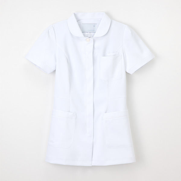 ナガイレーベン 女子上衣 ナースジャケット 医療白衣 半袖 ホワイト L FT-4412（取寄品）