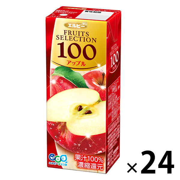 【アウトレット】エルビー　Fruits　Selection　アップル　200ml　2028　1箱（200ｍｌ×24本入）　パック飲料　りんご
