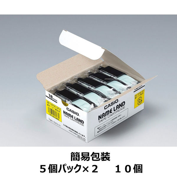 カシオ CASIO ネームランド テープ スタンダード 幅18mm 黄ラベル