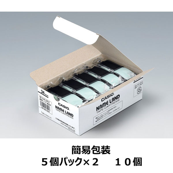 ネームランド テープ スタンダード 幅24mm 透明ラベル(黒文字) XR-24X-5PE 1セット（10個入：5個×2パック）