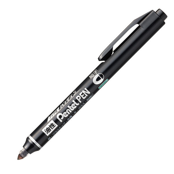 【アスクル】 ぺんてる 油性ペン ノック式ハンディS PentelPEN 細字 丸芯 黒 NXS15-AP 1箱（10本入） 通販