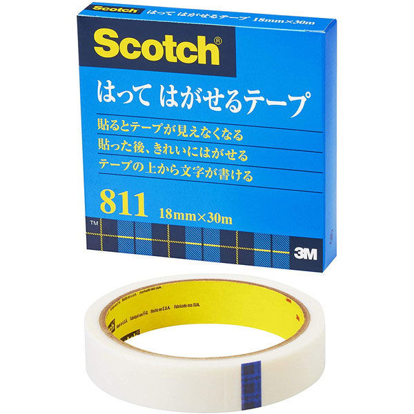 スコッチ はってはがせるテープ キレイにはがせる 大巻 幅18mm×30m 1巻 スリーエム 811-3-18