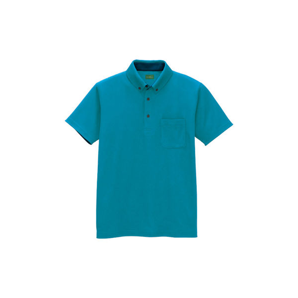 AITOZ 売れ筋新商品 アイトス ユニセックス 小さいサイズ 制電半袖ポロシャツ 1着 5％OFF SS 直送品 ピーコックブルー AZ-50006
