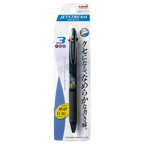 三菱鉛筆uni ジェットストリーム ボールペン 透明ブラック軸 3色 0.38