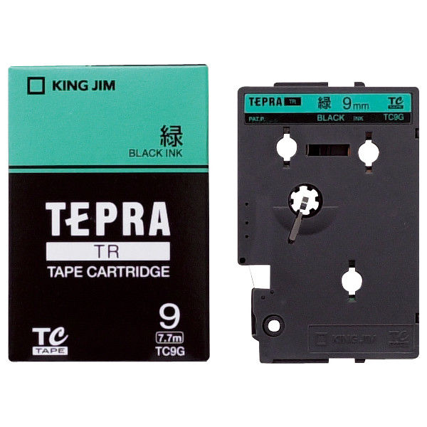 テプラ TEPRA TRテープ カートリッジ 幅9mm 緑ラベル(黒文字) TC9G 1個
