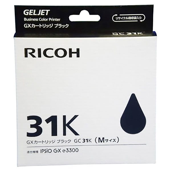 アスクル】 リコー（RICOH） 純正インク GC31K ブラック 515743 1個 