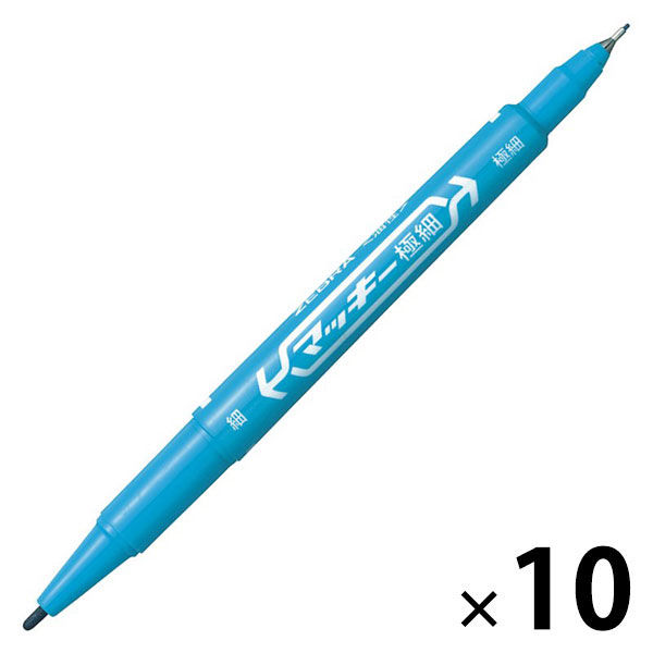 マッキー 細字/極細 ライトブルー 10本 油性ペン MO-120-MC-LB ゼブラ