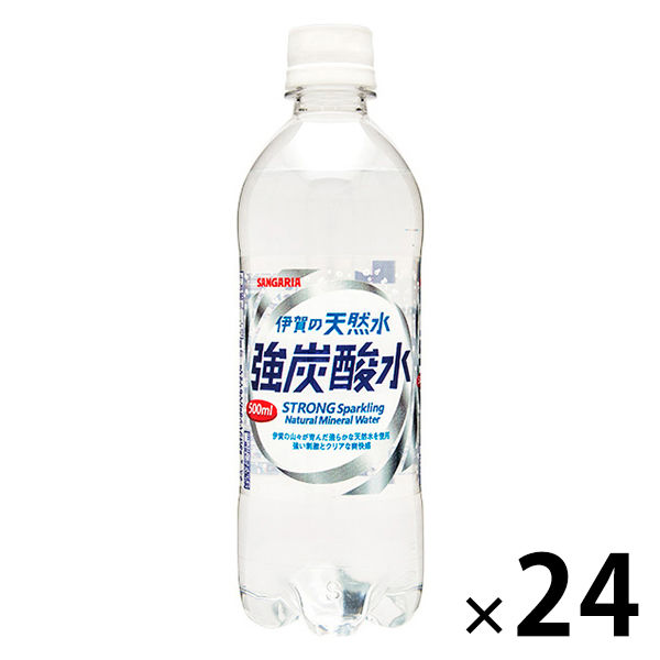 サンガリア 伊賀の天然水 強炭酸水 500ml ペットボトル 24本 1ケース 送料無料 通販