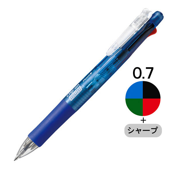 多機能ボールペン クリップ-オンマルチ500 青軸 4色0.7mmボールペン+シャープ B4SA1-BL ゼブラ