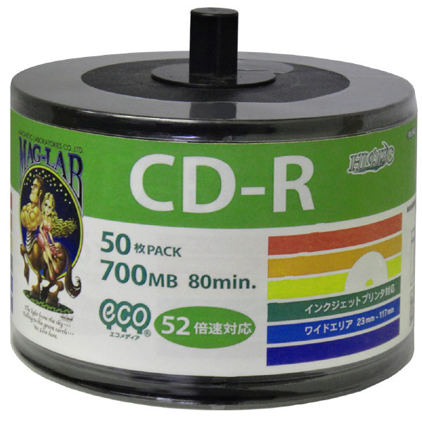 HIDISC CD-R データ用 52倍速 エコパック HDCR80GP50SB2 1パック（50枚入）