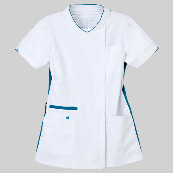 ナガイレーベン ほまれVitamin チュニック 医療白衣 半袖 Tターコイズ EL LX-4082（取寄品）