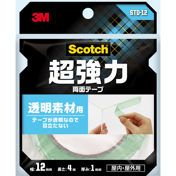 透明素材用 超強力両面テープ STD-12 幅12mm×長さ4m スコッチ 3Mジャパン 1セット（5巻入）