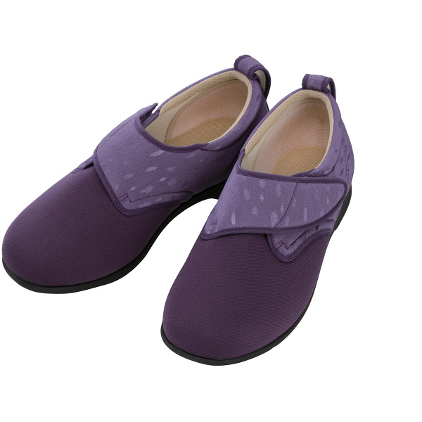 あゆみ 介護靴 1102ウィングストレッチ 紫LL（24.0-24.5cm）両足 施設・院内用（取寄品） - アスクル