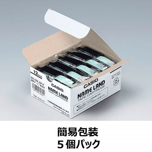 最新のデザイン カシオ ネームランド 透明テープ ４６ｍｍ 黒文字×５