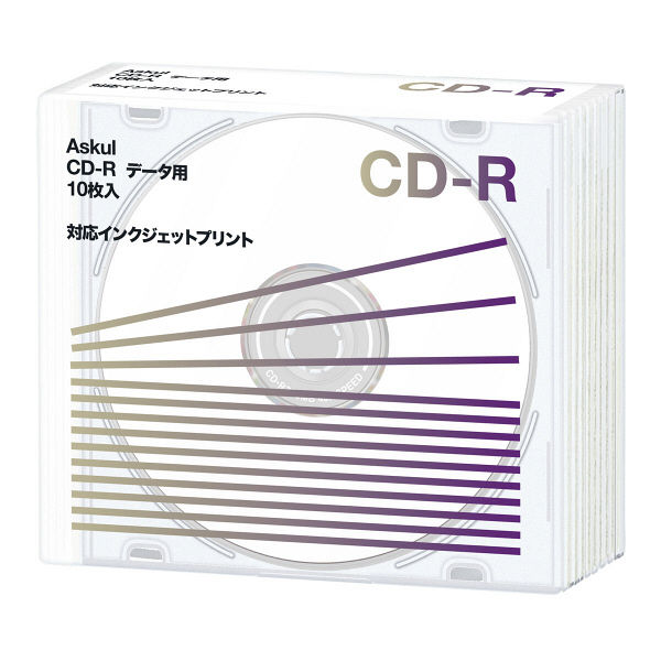アスクルオリジナル データ用CD-R 印刷対応 10枚プラスチックケース CDR.PW10P.AS オリジナル
