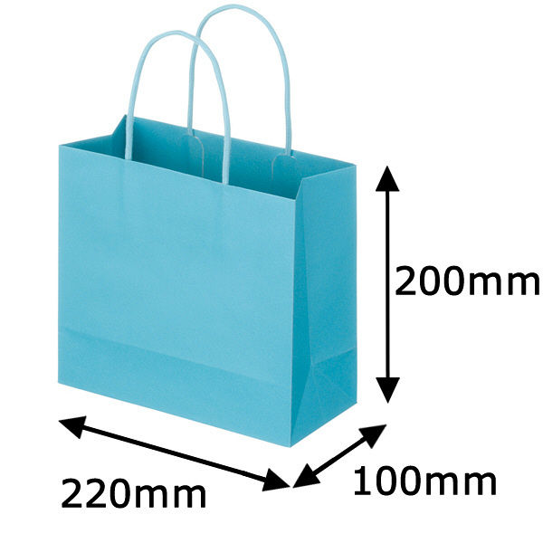 レザートーン手提袋　丸紐　アクアブルー　M　1セット（50枚：10枚入×5袋）　スーパーバッグ オリジナル