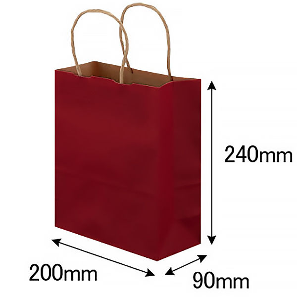 手提げ紙袋　丸紐　ベーシックカラー　赤　SS　1袋（50枚入）　スーパーバッグ オリジナル