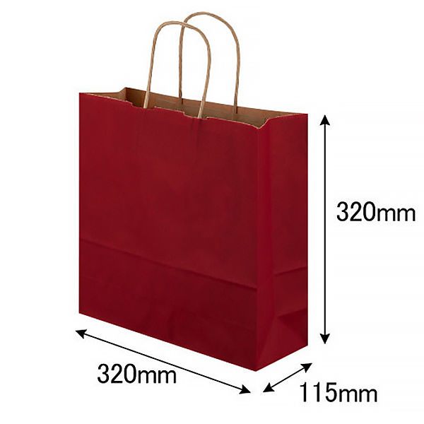 アスクル】手提げ紙袋 丸紐 ベーシックカラー 赤 M 1袋（50枚入） スーパーバッグ オリジナル 通販 ASKUL（公式）