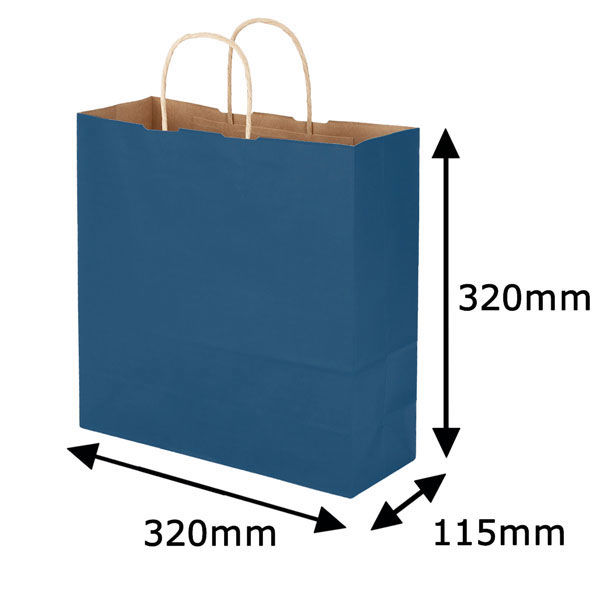 手提げ紙袋　丸紐　ベーシックカラー　青　M　1袋（50枚入）　スーパーバッグ オリジナル