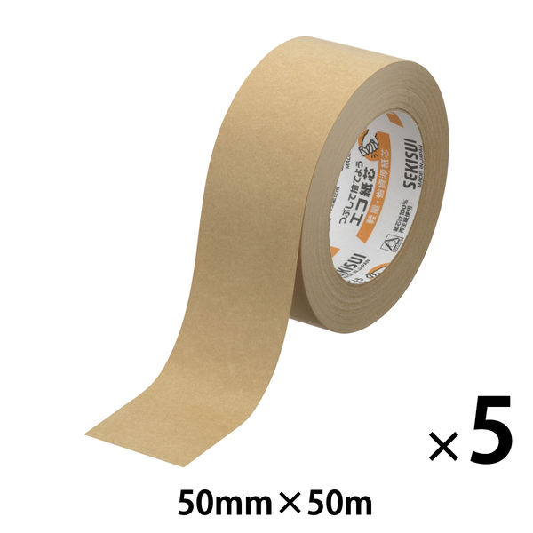 【ガムテープ】 クラフトテープ No.500 0.14mm厚 幅50mm×長さ50m 茶 積水化学工業 1セット（5巻入）