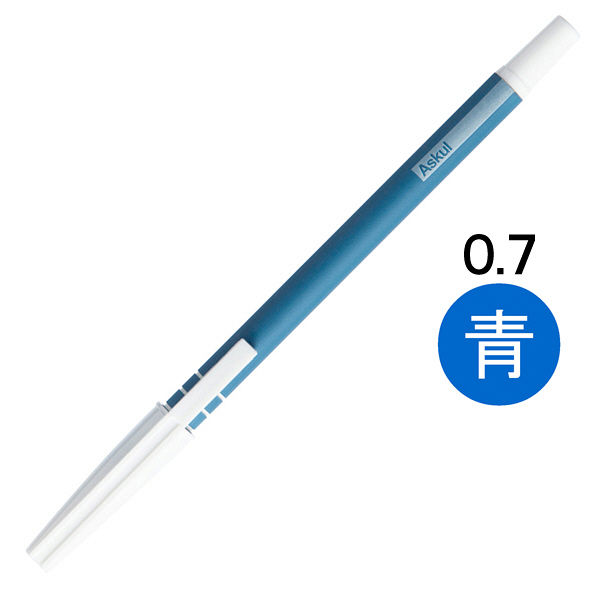 アスクル キャップ式ラバーボールペン 油性 0.7mm 青インク 10本 ASR3-BL オリジナル