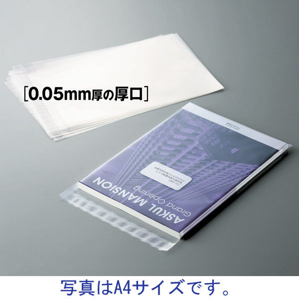 アスクル】日本紙通商 OPP袋（テープ・フタ付き） 0.05mm厚 NPT-R21-007 長形3号封筒用 透明封筒 1セット（1000枚：100枚 入×10袋） 通販 ASKUL（公式）