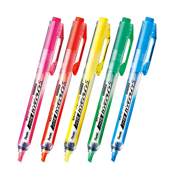 ぺんてる 蛍光ペン ノック式ハンディラインS 5色セット SXNS15-5 1パック（5色入）