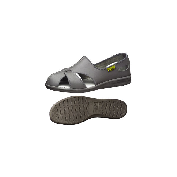 ミドリ安全 作業靴 静電 サンダル エレパスクールN 先芯なし 24.0cm グレイ 1足 2100110207（直送品）