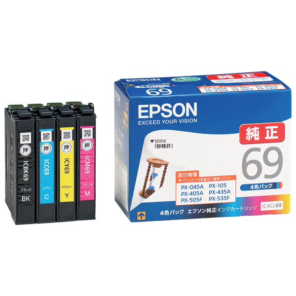エプソン（EPSON） 純正インク IC4CL69 1パック（4色入） IC69シリーズ 1個 - アスクル