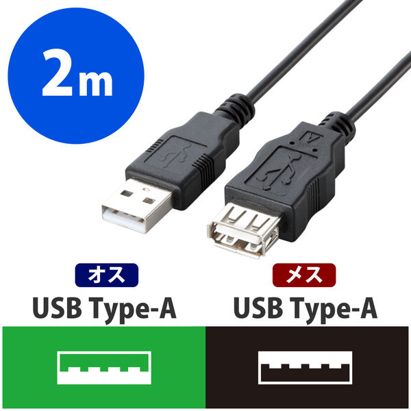 トレンド バッファロー USB延長ケーブル スタンドタイプ 2.0m ブラック BSUC20EDBK
