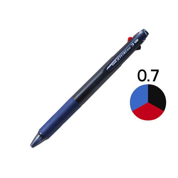 ジェットストリーム 3色ボールペン 0.7mm 油性 透明ネイビー軸 紺 SXE3-400-07 三菱鉛筆uniユニ