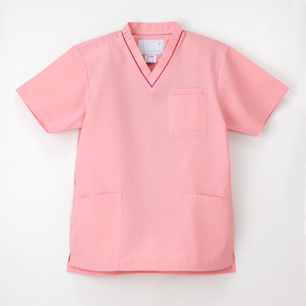 ナガイレーベン 男女兼用上衣（スクラブ） 医療白衣 半袖 ピンク LL SL-5092（取寄品）