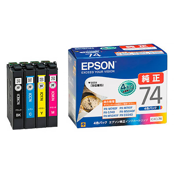 エプソン（EPSON） 純正インク IC4CL74 IC74シリーズ 1パック（4色入）