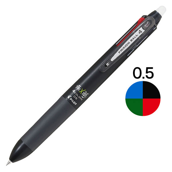 フリクションボール4　0.5mm　ブラック軸　黒　消せる4色ボールペン　LKFB-80EF-B　パイロット