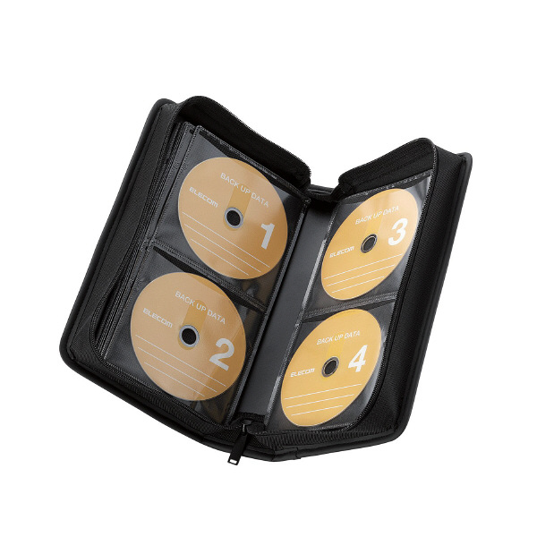 エレコム DVD CDケース セミハード ファスナー付 96枚収納 ホワイト CCD-H96WH