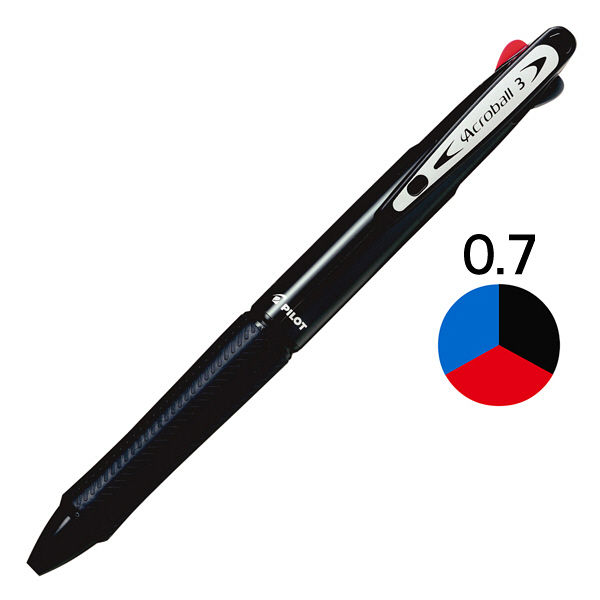 3色ボールペン　アクロボール3　0.7mm　ブラック軸　黒　BKAB-40F-BK　パイロット