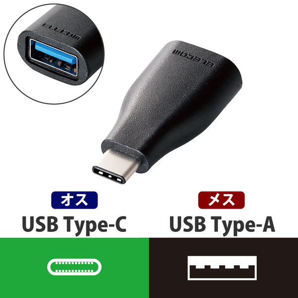 タイプC から USB 2.0 黒色 2個 充電 転送 変換アダプター パソコン 通販