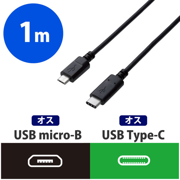 807円 100%正規品 エレコム USBケーブル Type C USB to B 0.5m USB2.0認証品 3A出力 最大480Mbps ブラッ