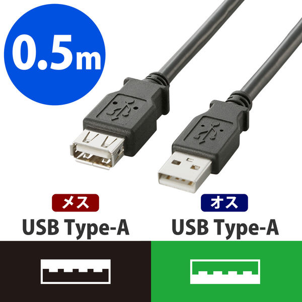 2極タイプ (まとめ)エレコム EU RoHS指令準拠環境対応USB2.0ケーブル (A)オス-(B)オス ブラック 5.0m USB2-ECO50  1本〔×5セット〕 通販