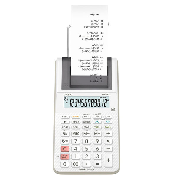 カシオ計算機 プリンター電卓 HR-8RC-WE（取寄品）